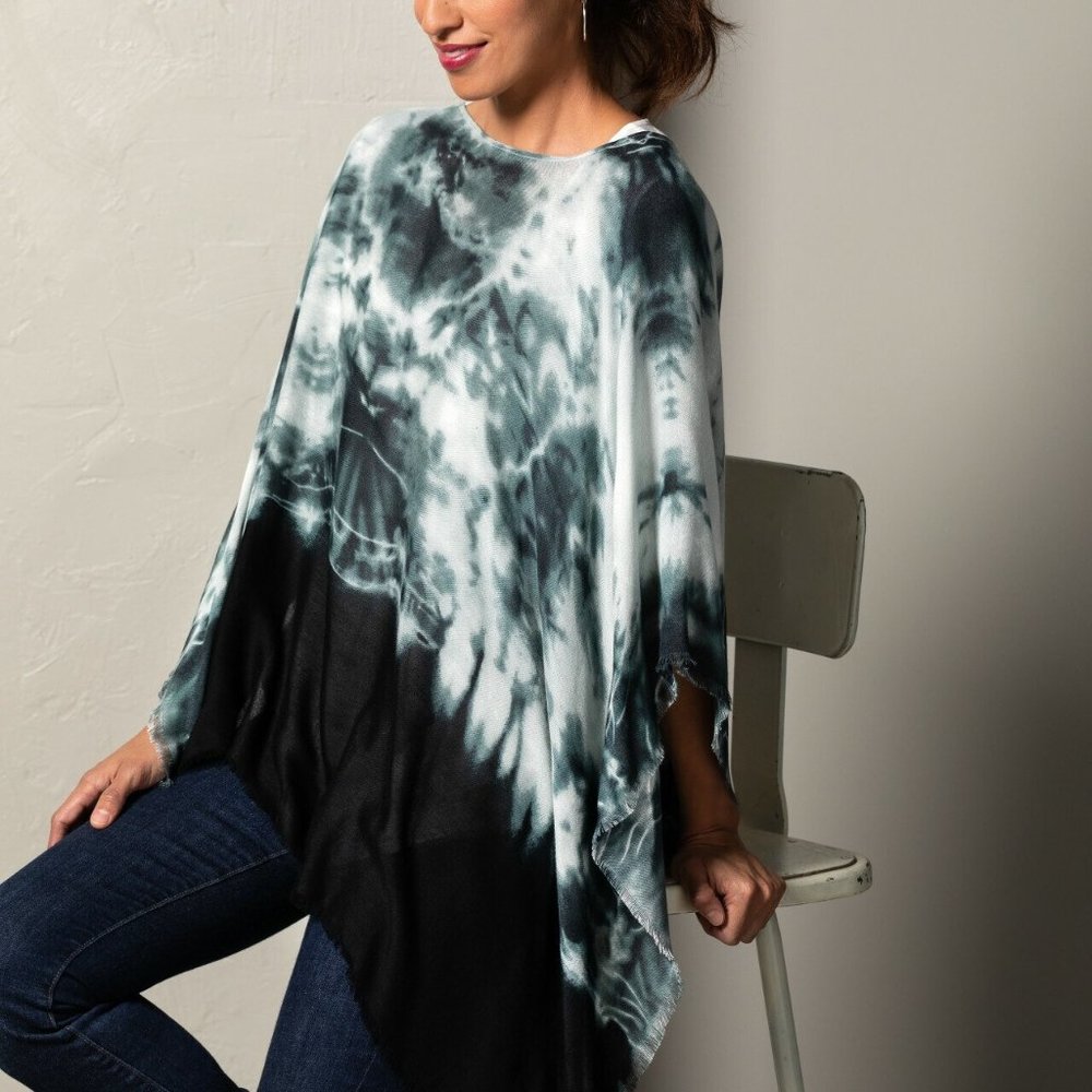 Tie Dye Poncho - Black